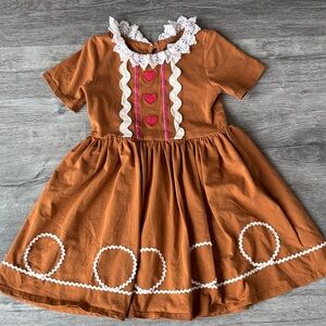Only Little Once Gingerbread Dress with White Lace Collar